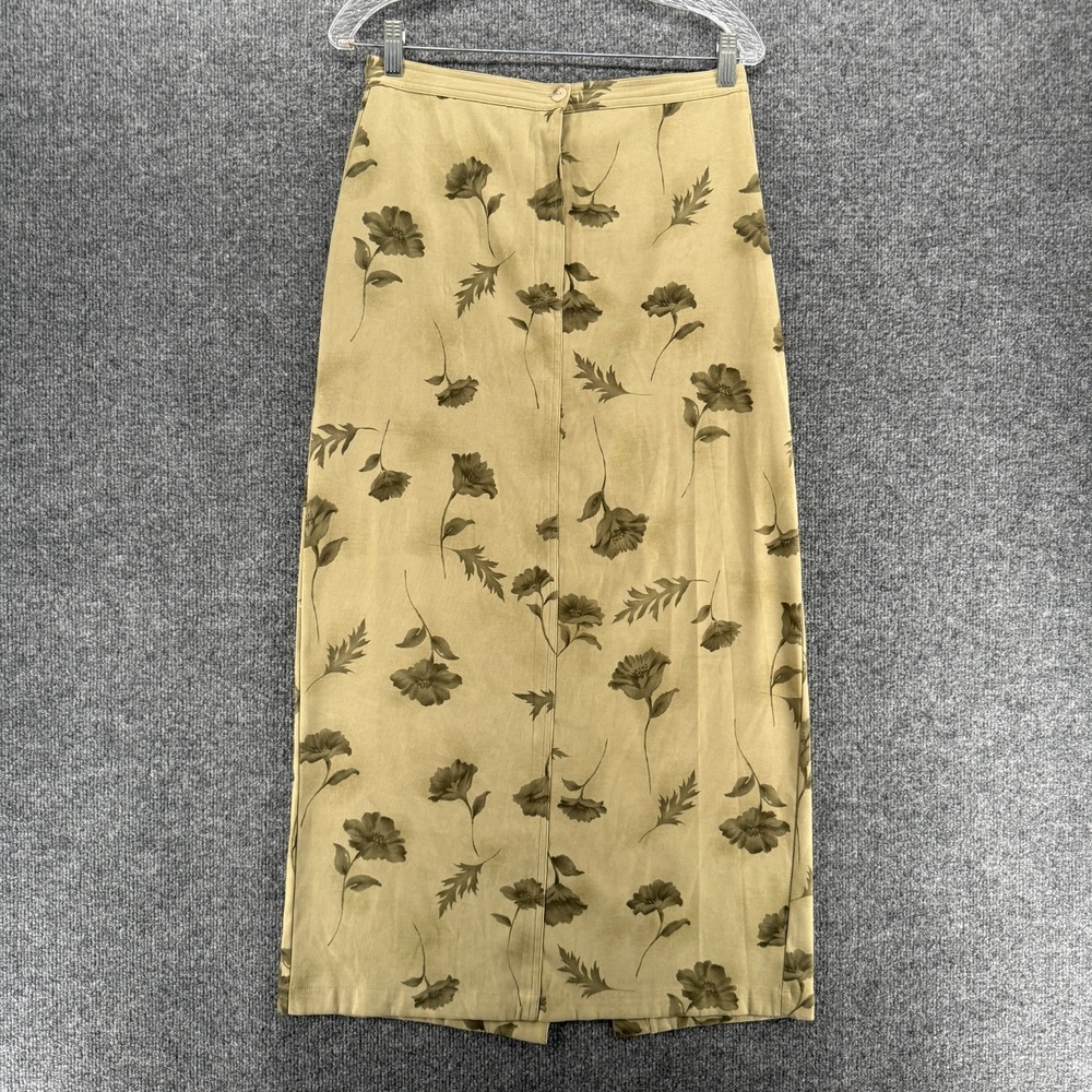 Vintage Norton McNaughton Skirt Womens 8 Beige Floral Straight Long Modest Boho